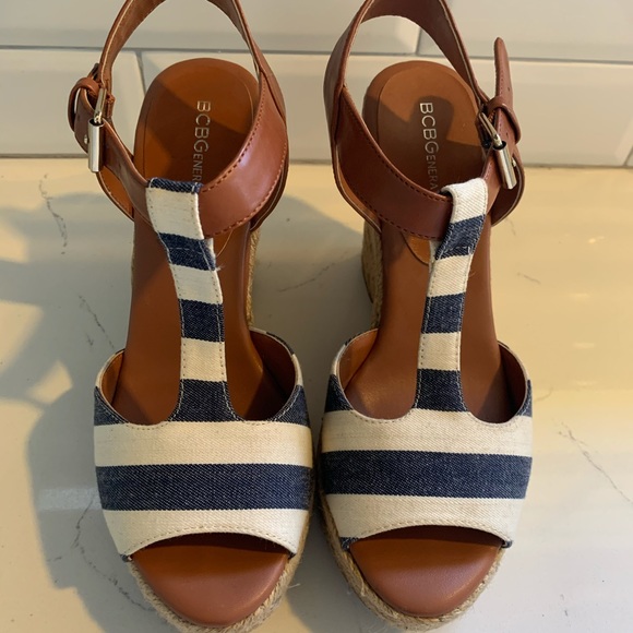 BCBGeneration espadrille canvas striped wedges 7 - Picture 1 of 9
